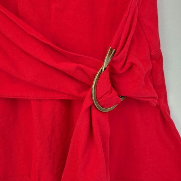 Anthropologie Maeve Dakota Short Sleeve T-Shirt Belted Wrap Top Red Small - Picture 10 of 16